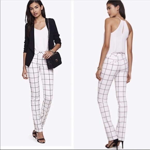 Express Barely Boot Editor Grid Pants - Picture 1 of 5